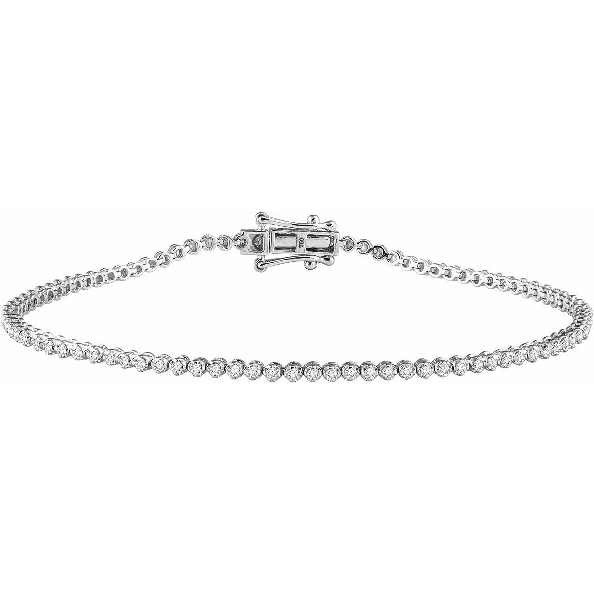 14K White 9/10 CTW Diamond 7 Line Bracelet