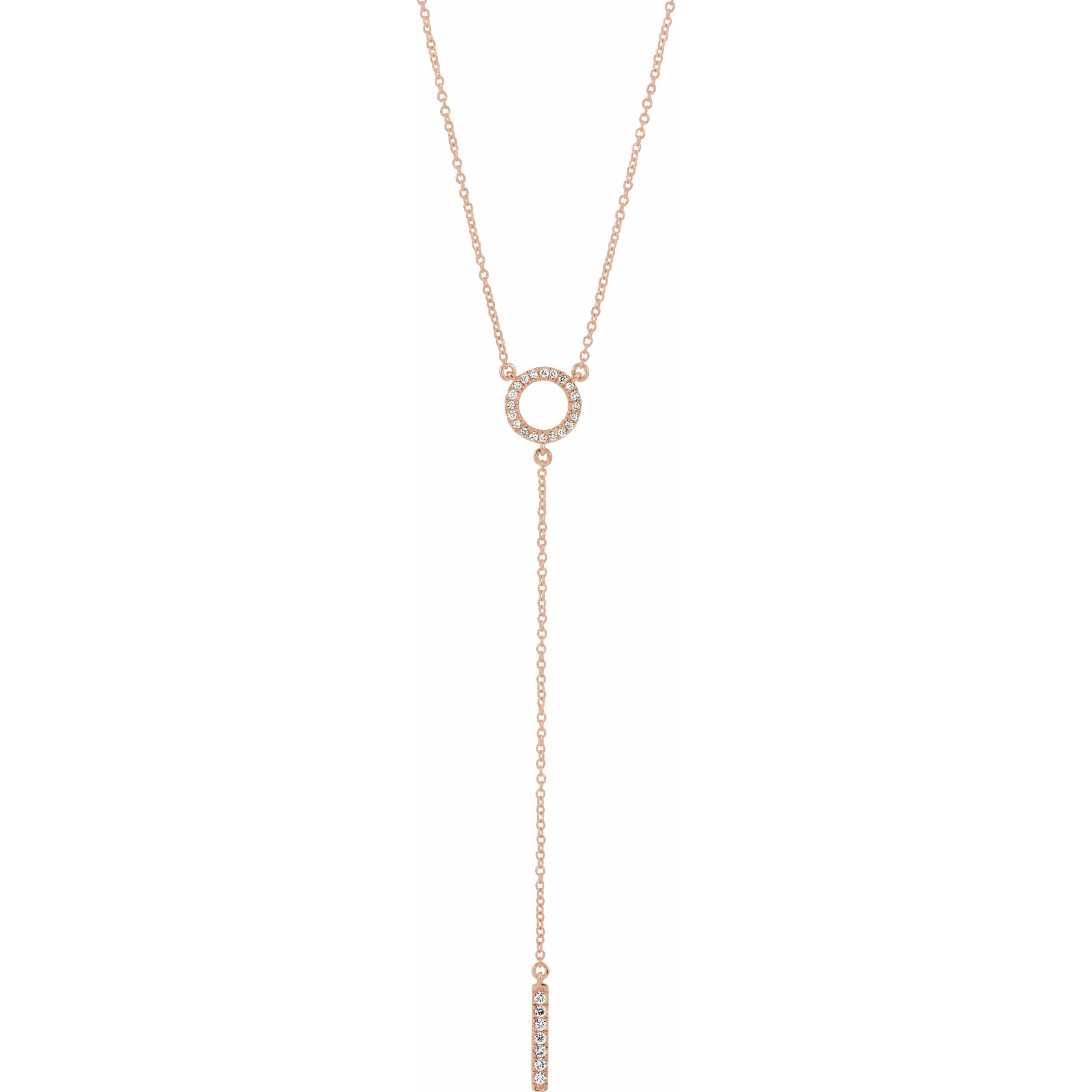 14K Rose Gold 1/6 CTW Diamond Circle & BarY 16-18 Necklace Circle