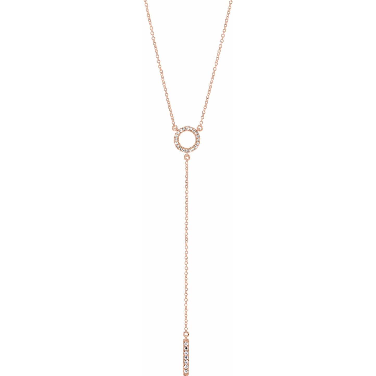 14K Rose 1/6 CTW Diamond Circle 16-18 Bar Y Necklace
