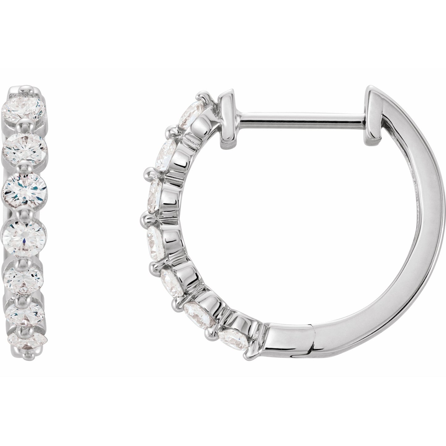 14K White 1/2 CTW Diamond 15.25 mm Hoop Earrings
