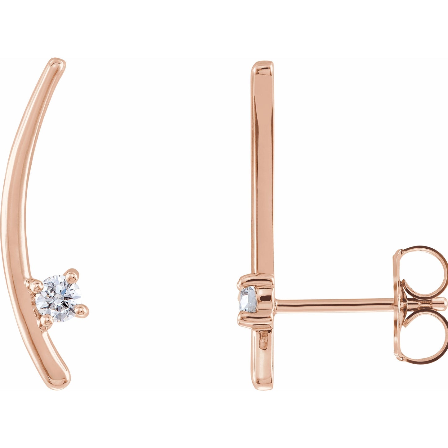 14K Rose 1/8 CTW Diamond Ear Climbers