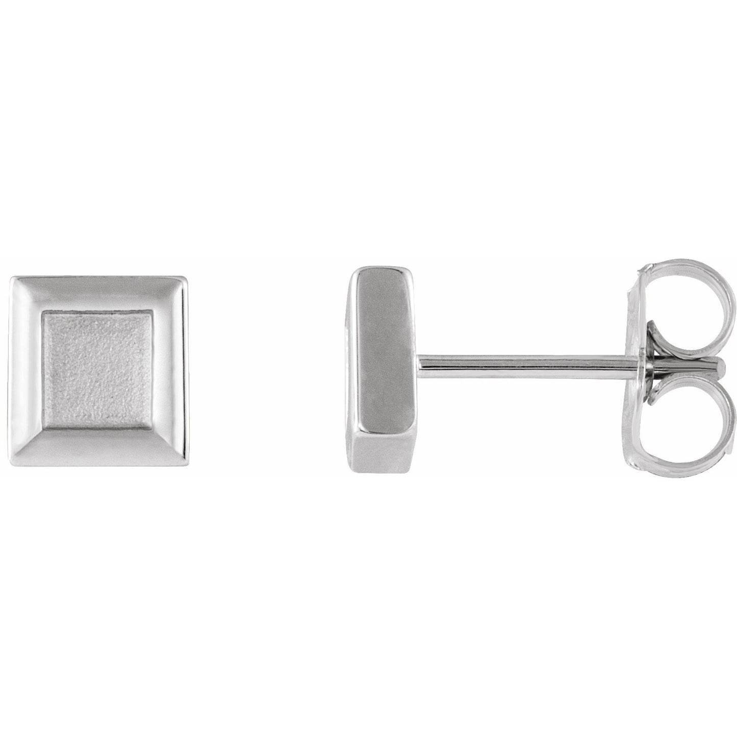 14K White Square Petite Earrings