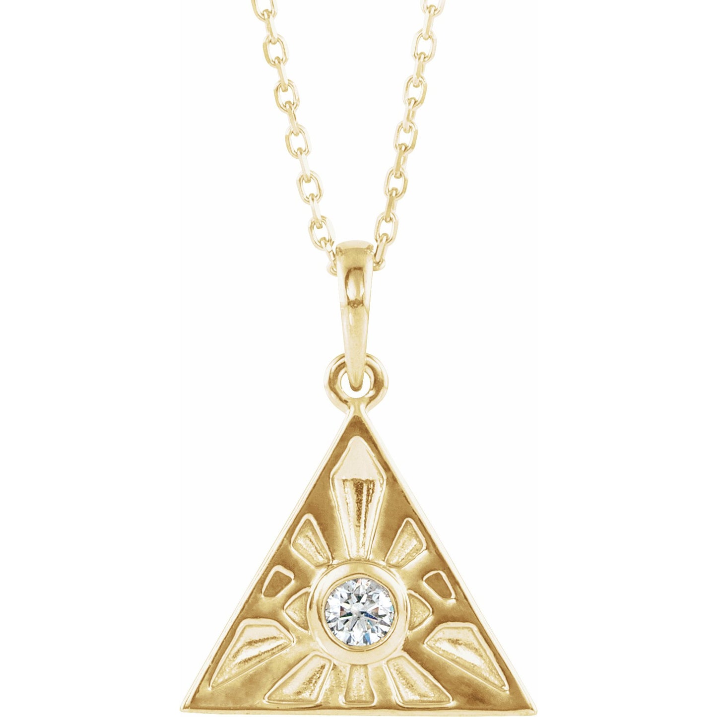 14K Yellow 1/10 CTW Diamond Eye of Providence 16-18 Necklace