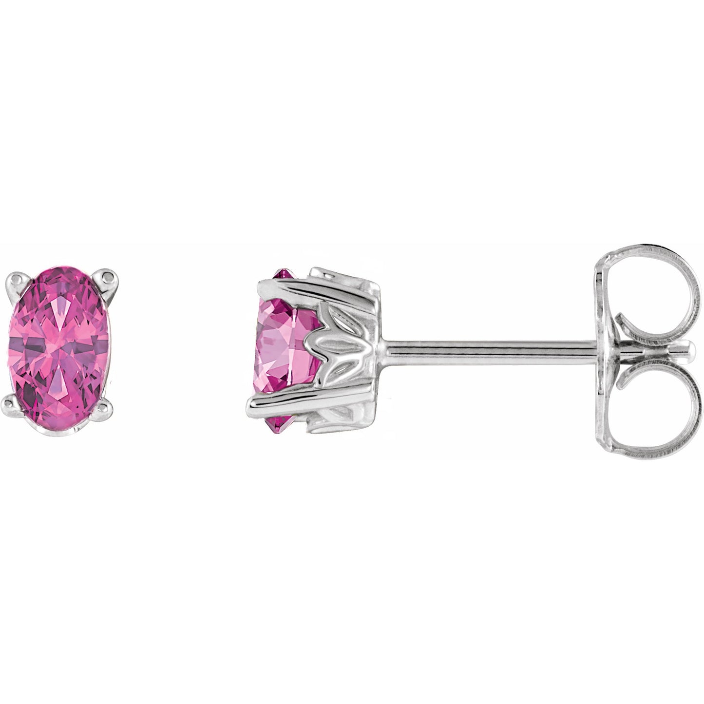14K White Pink Tourmaline Earrings