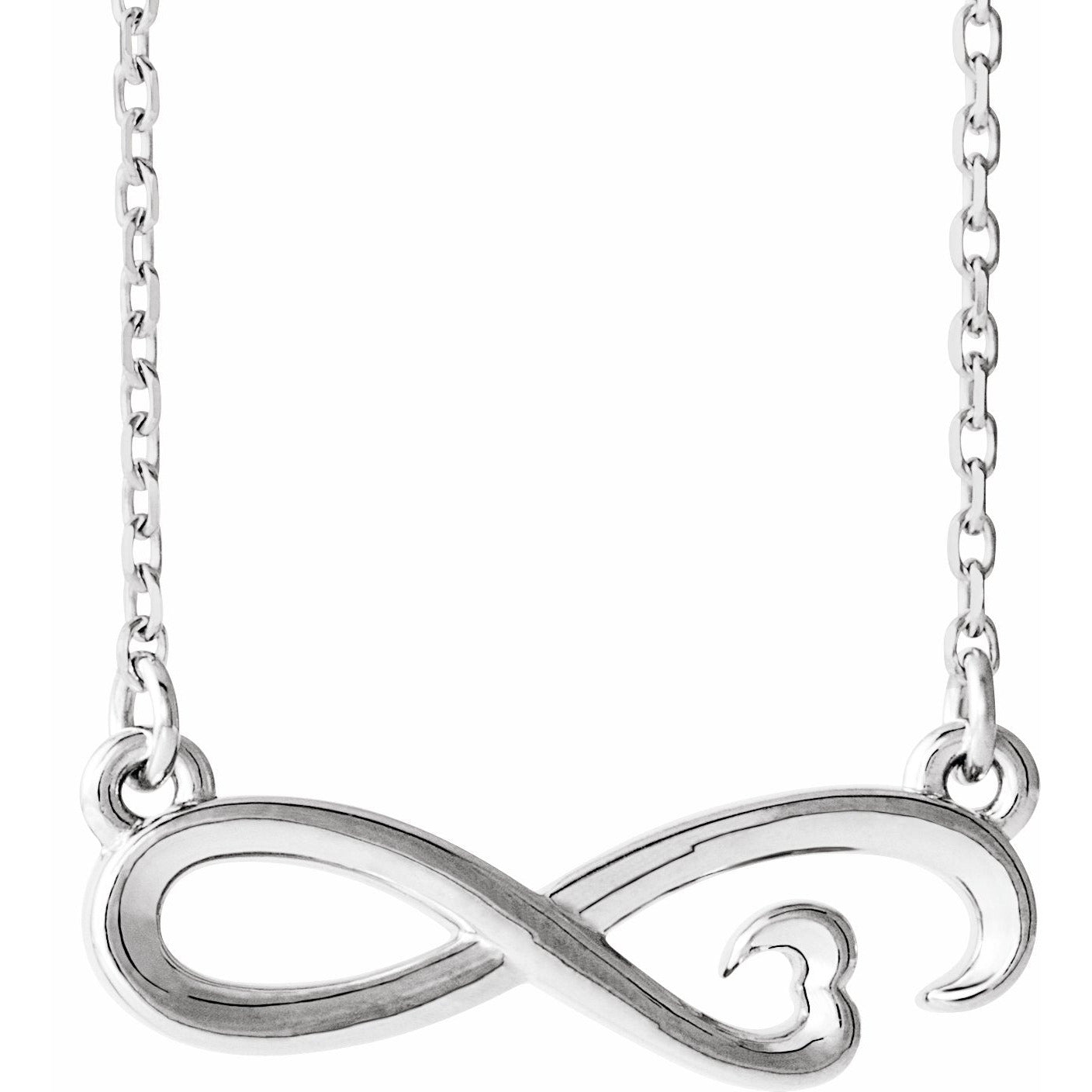 14K White Infinity-Inspired Heart 16-18 Necklace