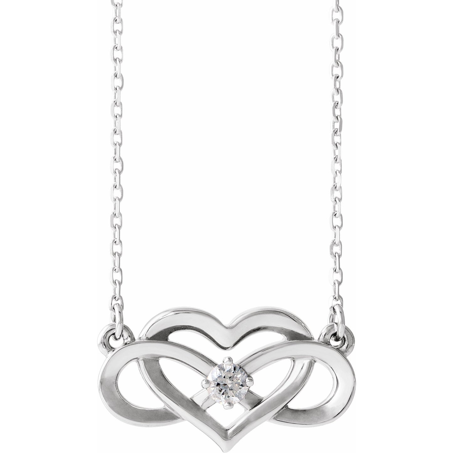 14K White 1/10 CTW Diamond Infinity-Inspired Heart 16-18 Necklace