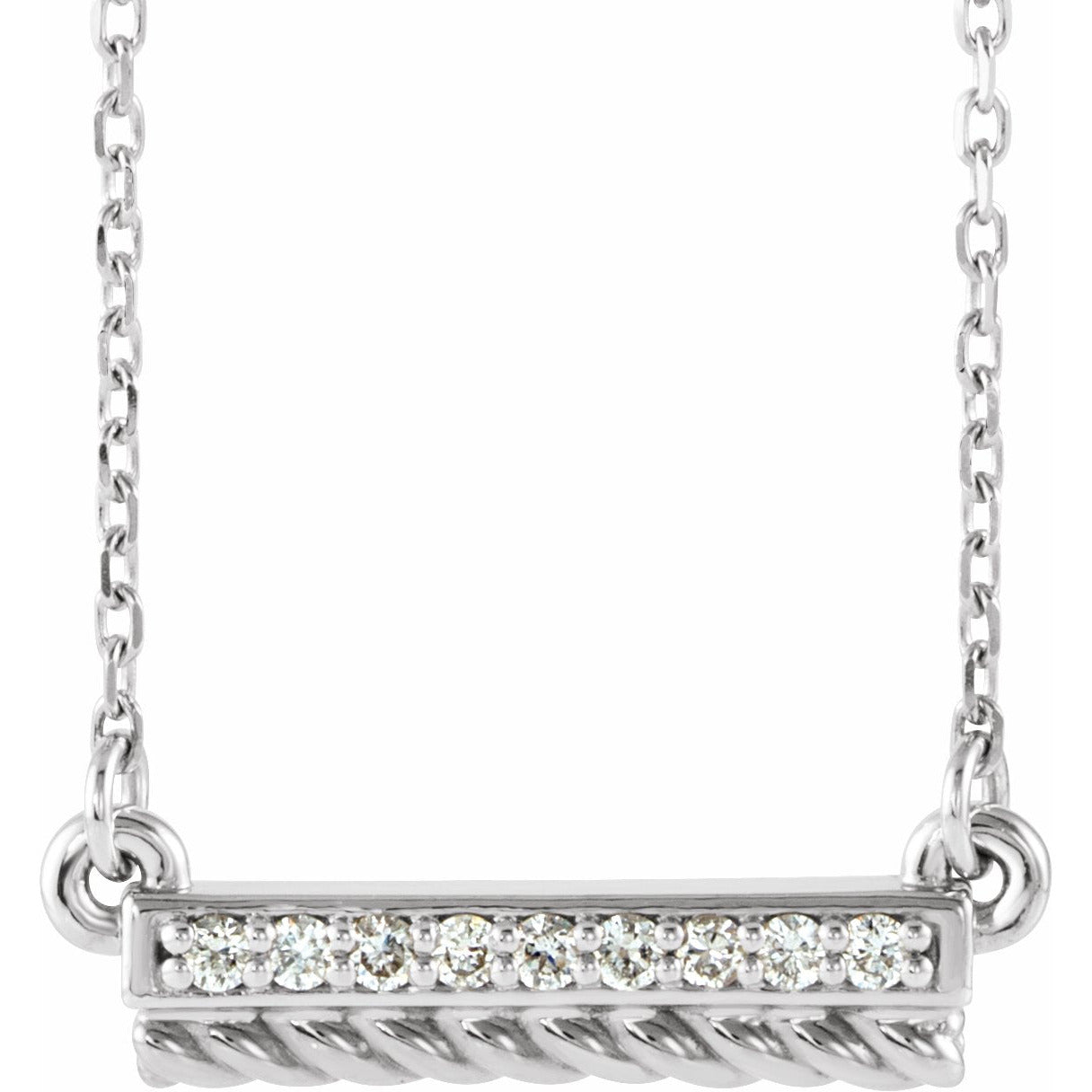14K White/Yellow .08 CTW Diamond Rope Bar 16-18 Necklace