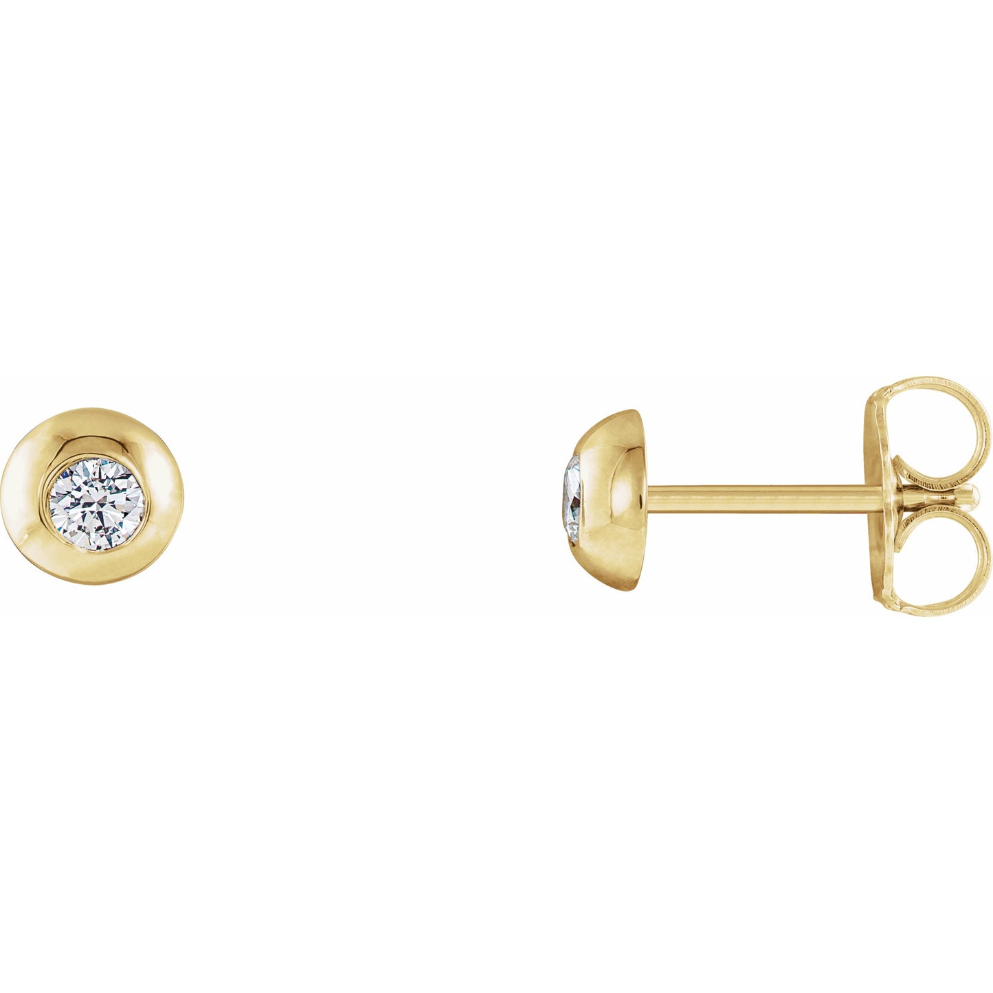 14K Yellow 1/8 CTW Diamond Domed Stud Earrings