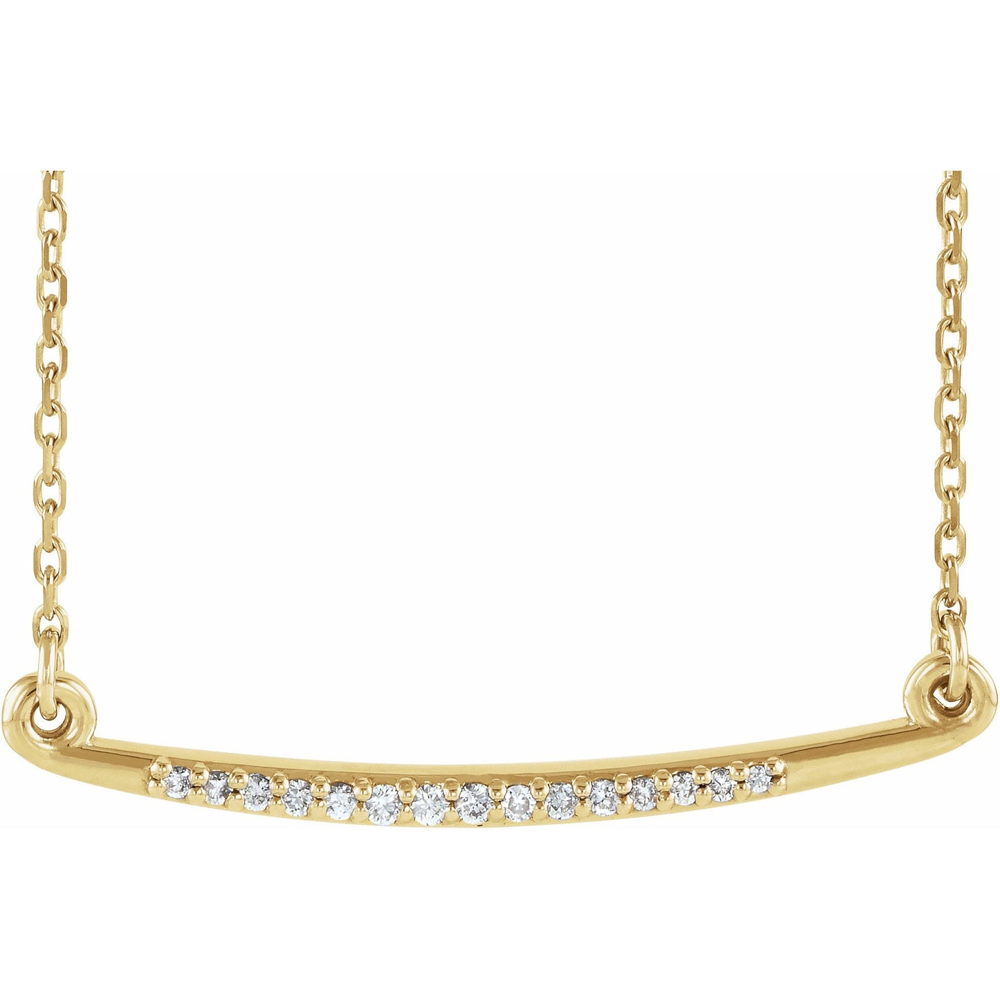 14K Yellow .05 CTW Diamond Curved Bar 16-18 Necklace