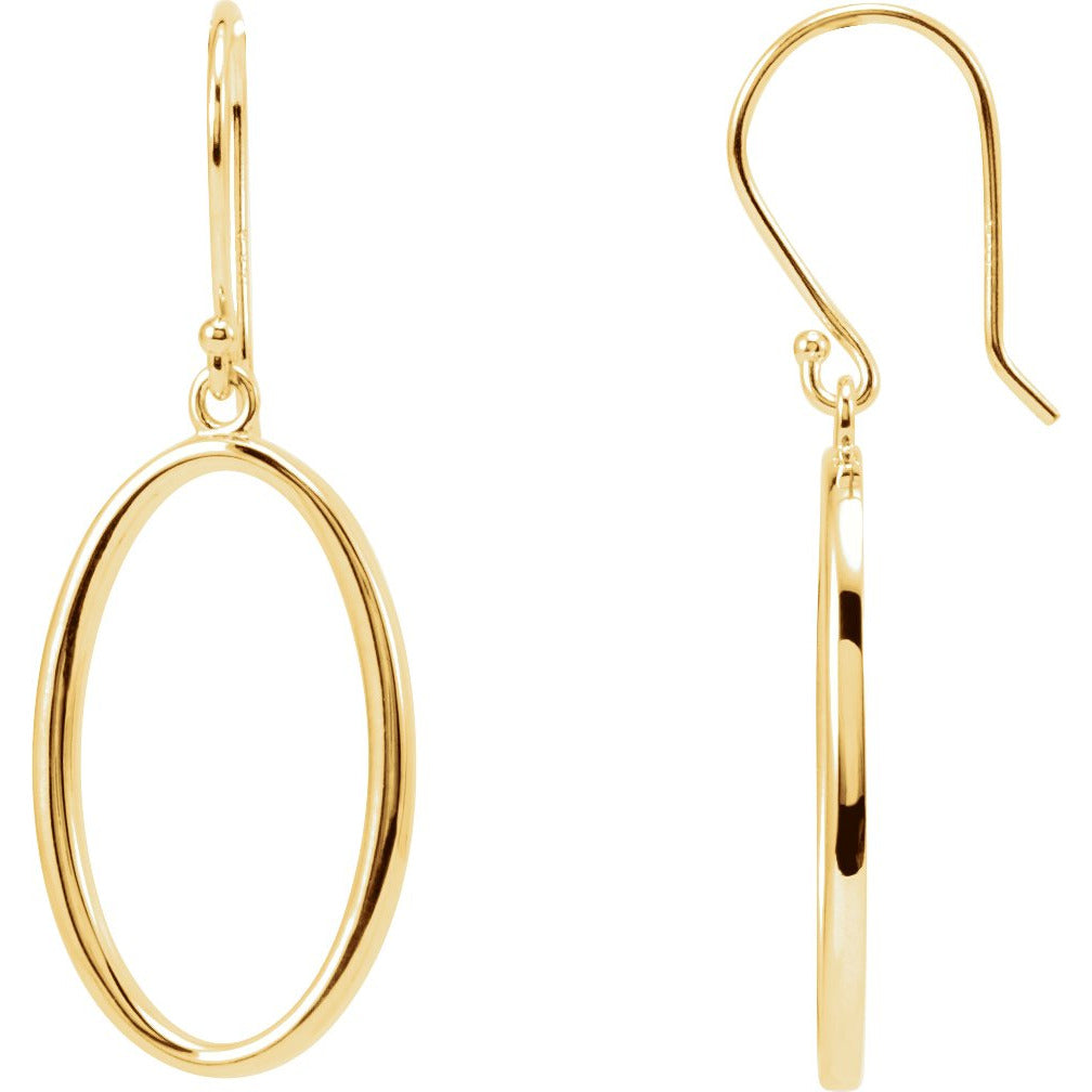 14K Yellow Oval Dangle Earrings