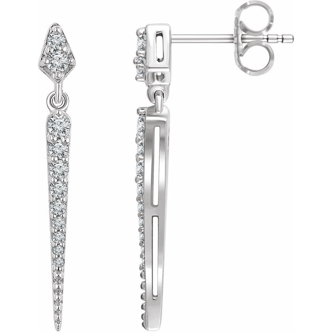 14K White 1/4 CTW Diamond Dangle Earrings