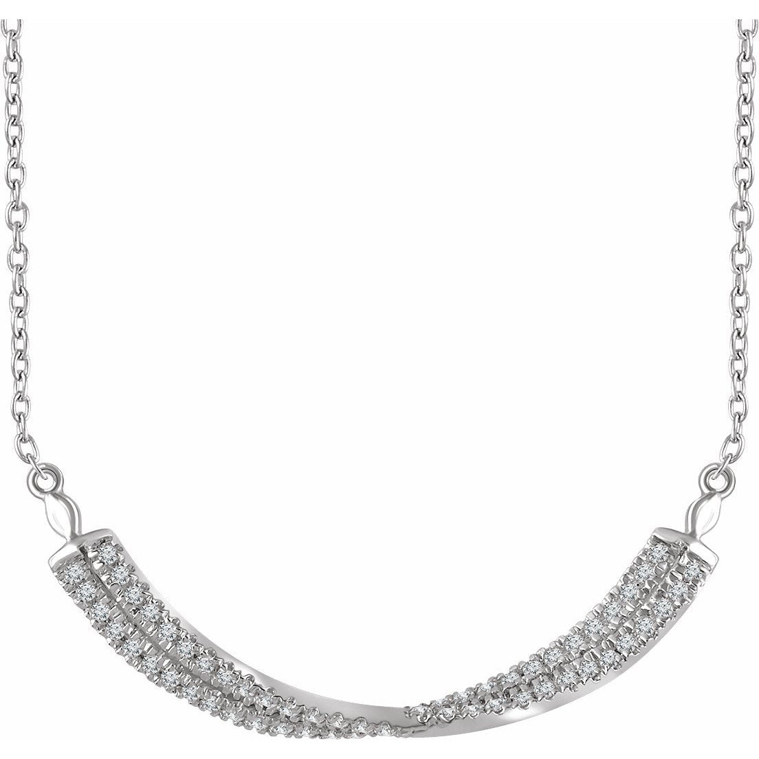 14K White 1/4 CTW Diamond Twisted Bar 16-18 Necklace