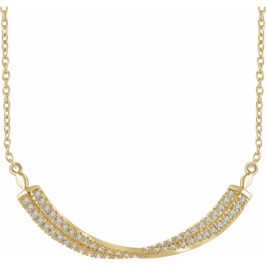 14K Yellow 1/4 CTW Diamond Twisted Bar 16-18 Necklace