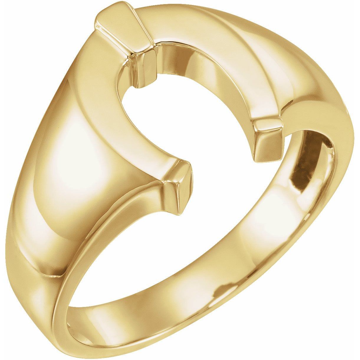 14K Yellow Men's Horseshoe Ring