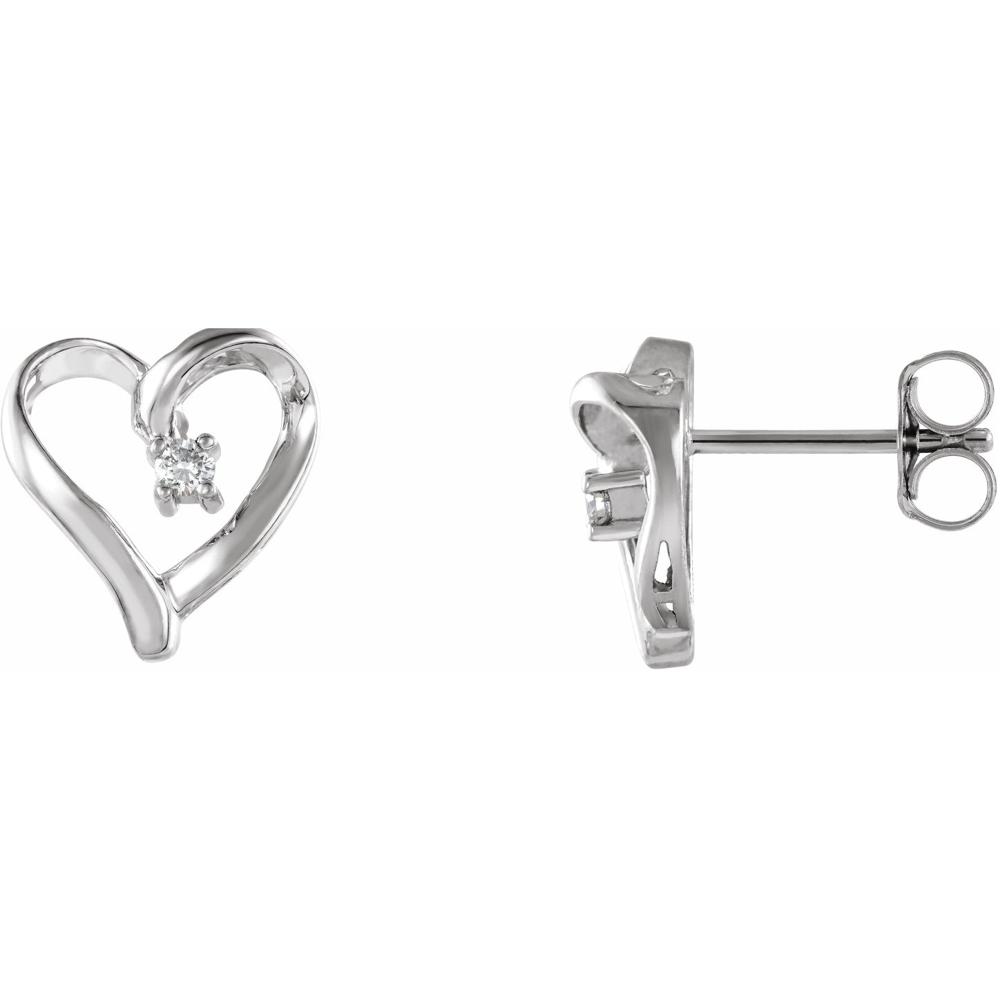 14K White .04 CTW Diamond Heart Earrings