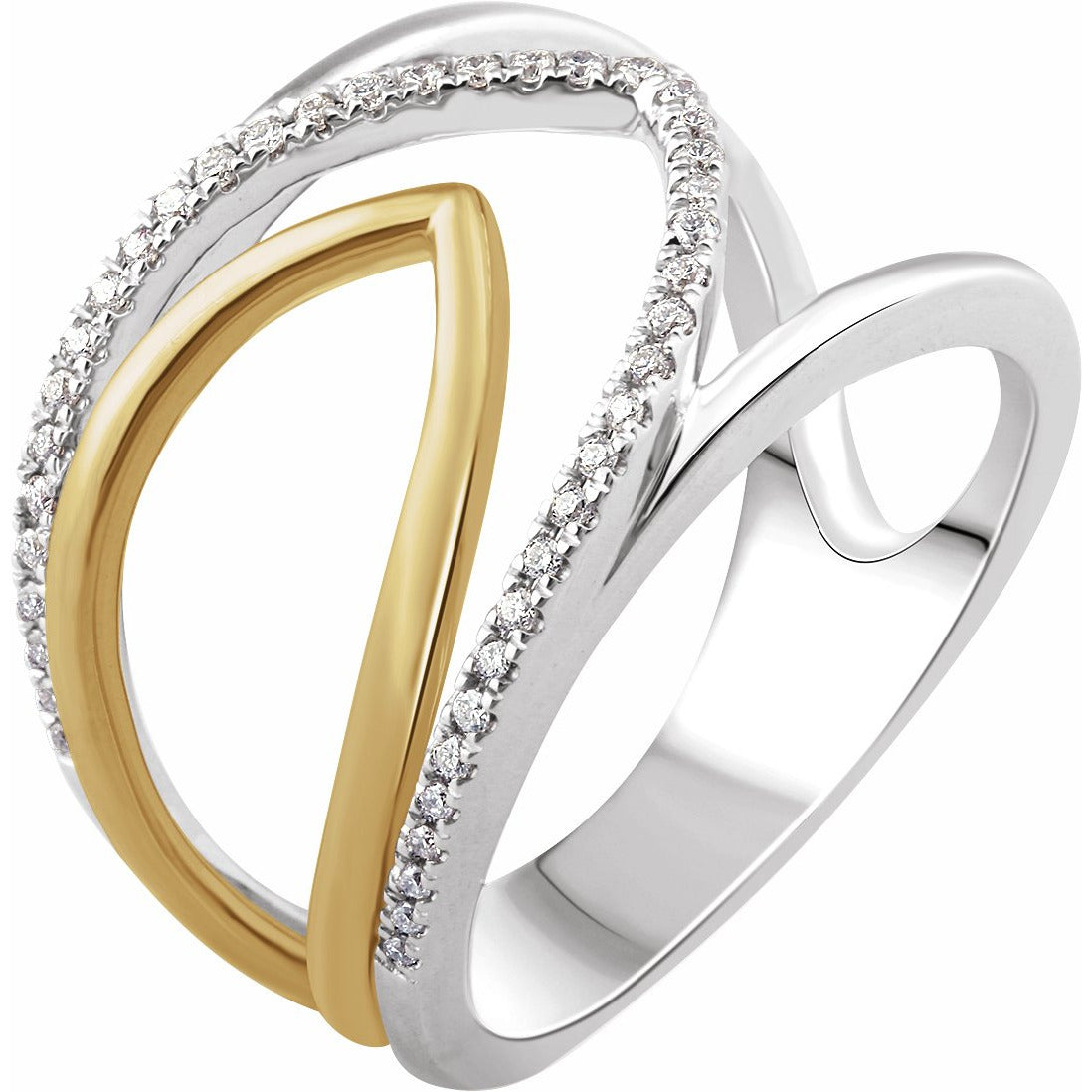 14K White & Yellow 1/6 CTW Diamond Negative Space Ring