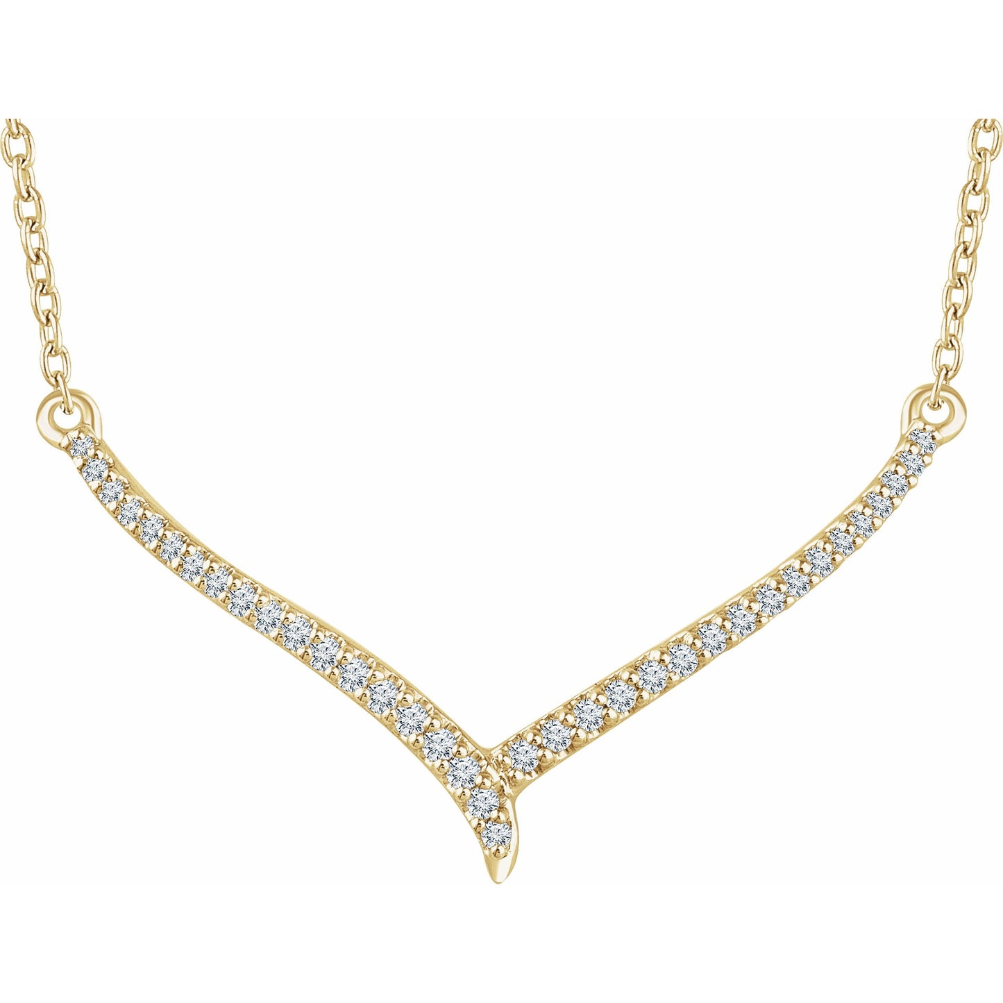 14K Yellow 1/6 CTW Diamond V 16-18 Necklace