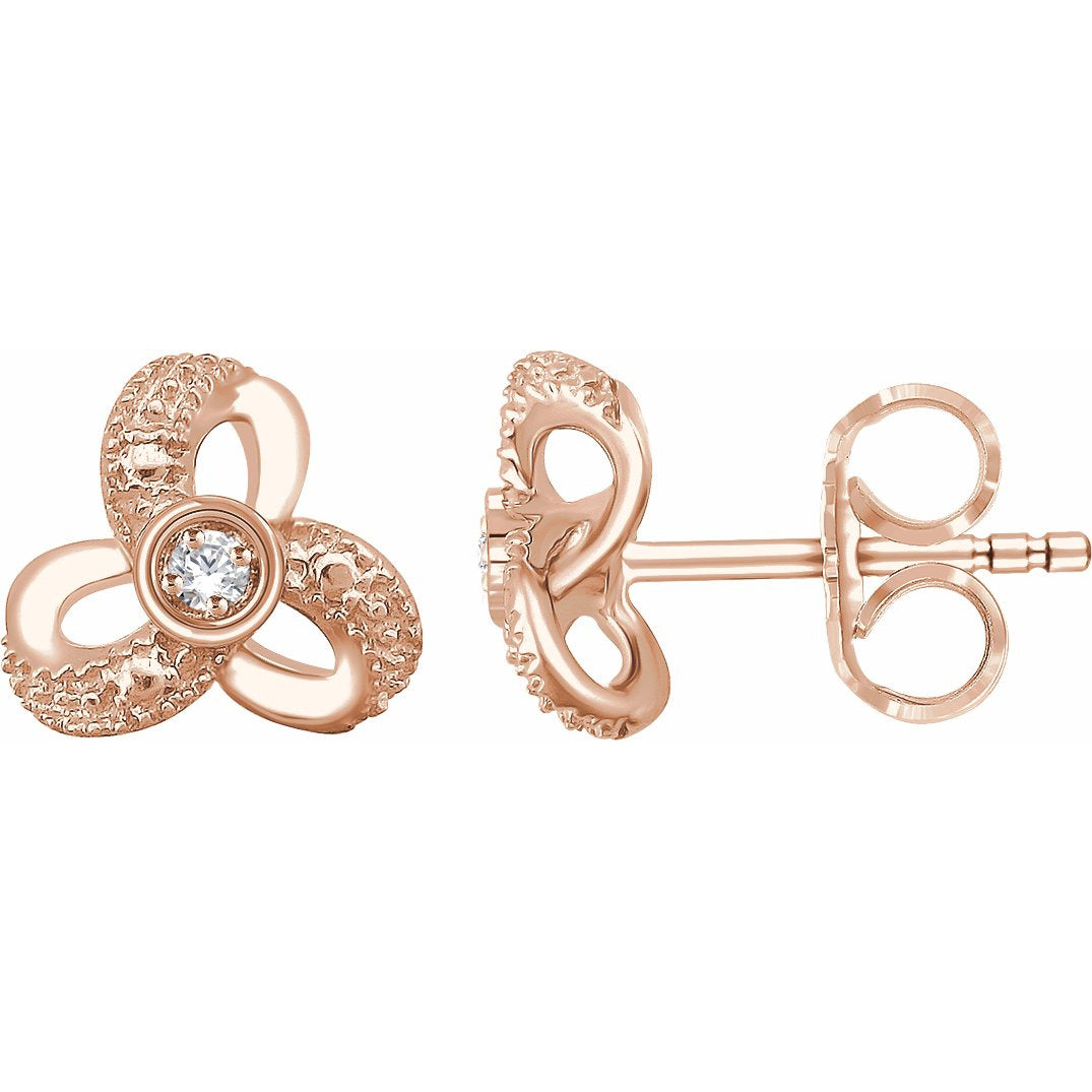 14K Rose 1/6 CTW Diamond Knot Earrings