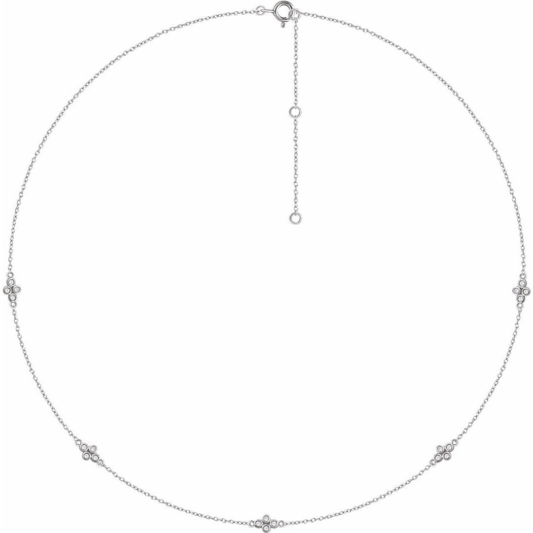 14K White 1/6 CTW Diamond 5-Station 18 Necklace