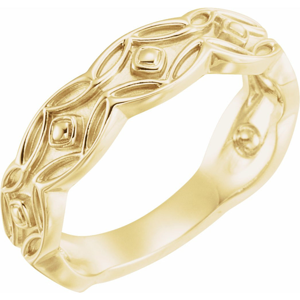 14K Yellow Scalloped Geometric Ring
