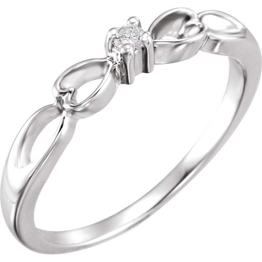 14K White .03 CT Diamond Heart Ring