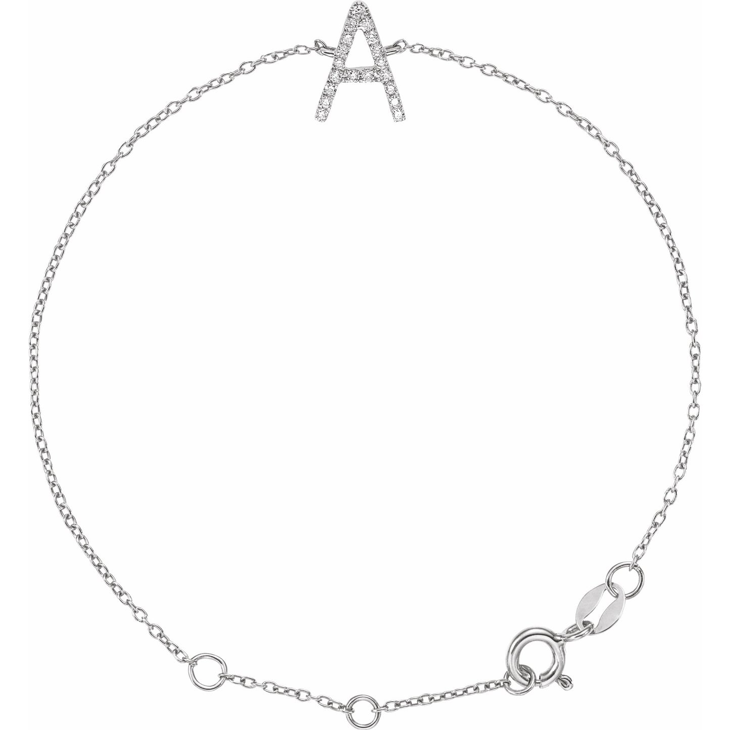 14K White 1/10 CTW Diamond Initial A 6-7 Bracelet