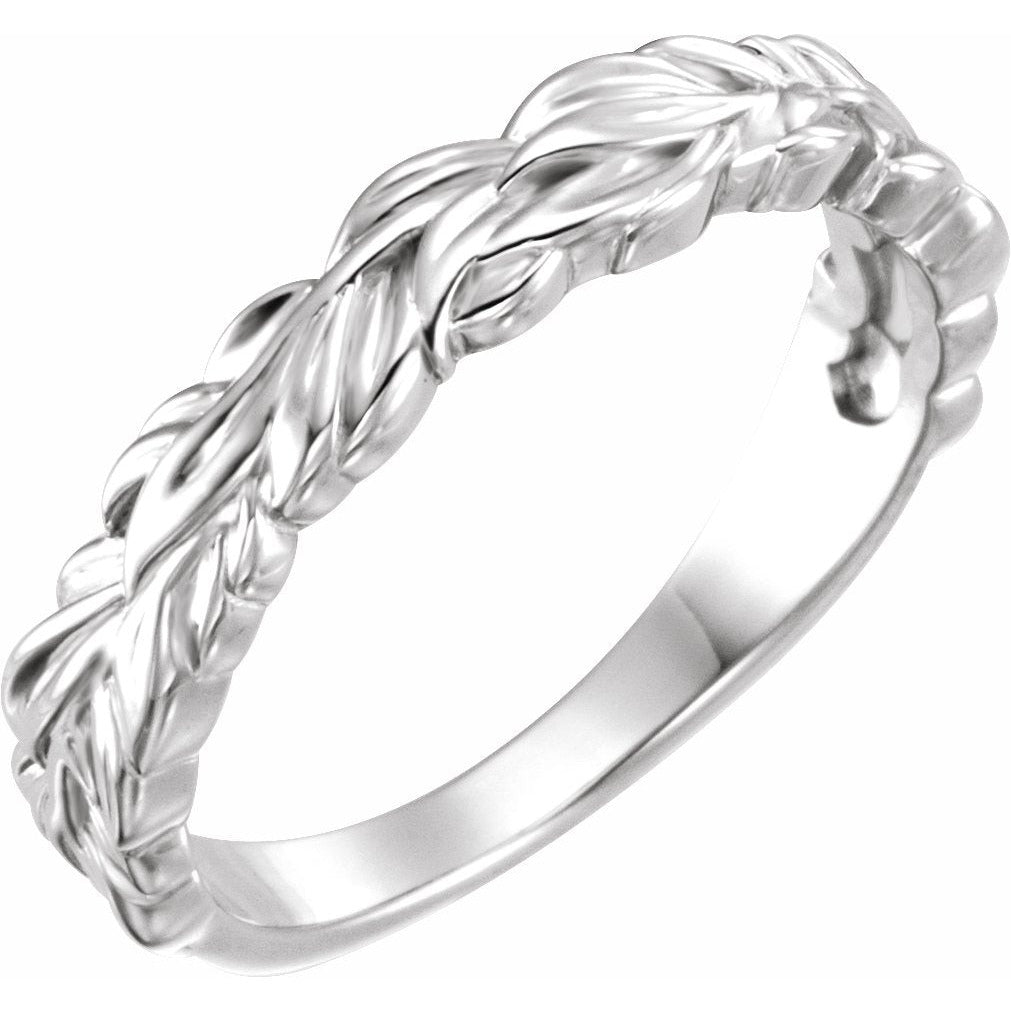14K White Stackable Leaf Ring