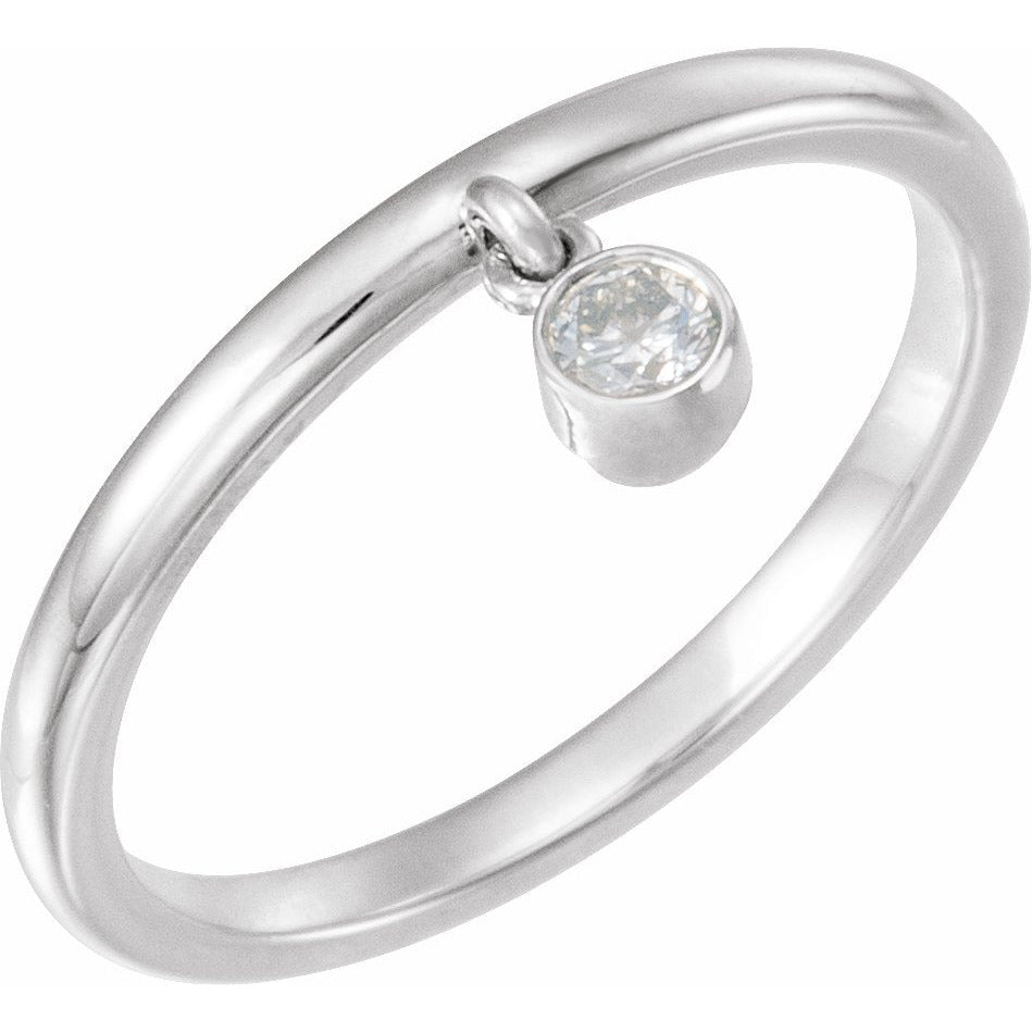 14K White 1/10 CT Diamond Fringe Ring