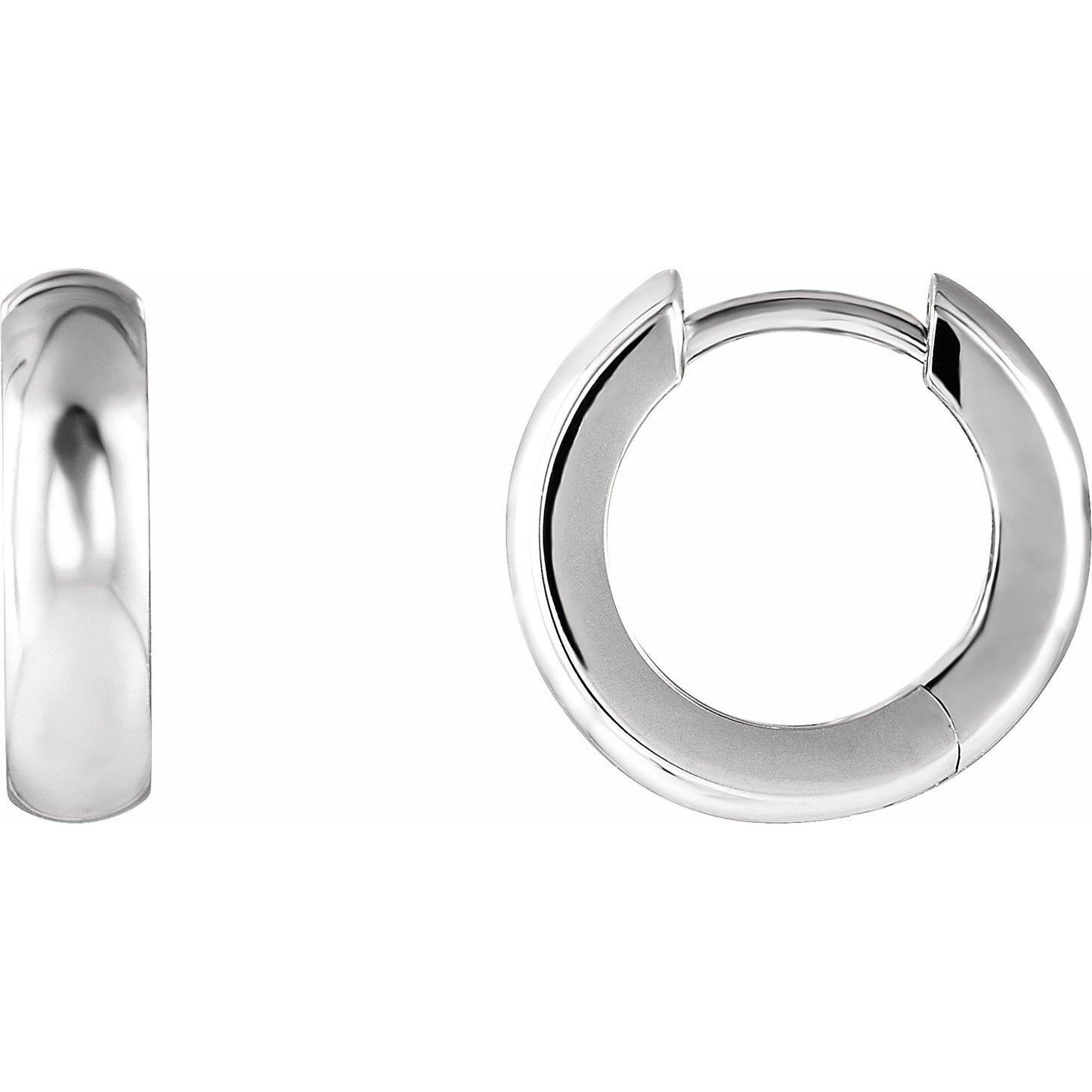 14K White 14.25 mm Hinged Hoop Earrings