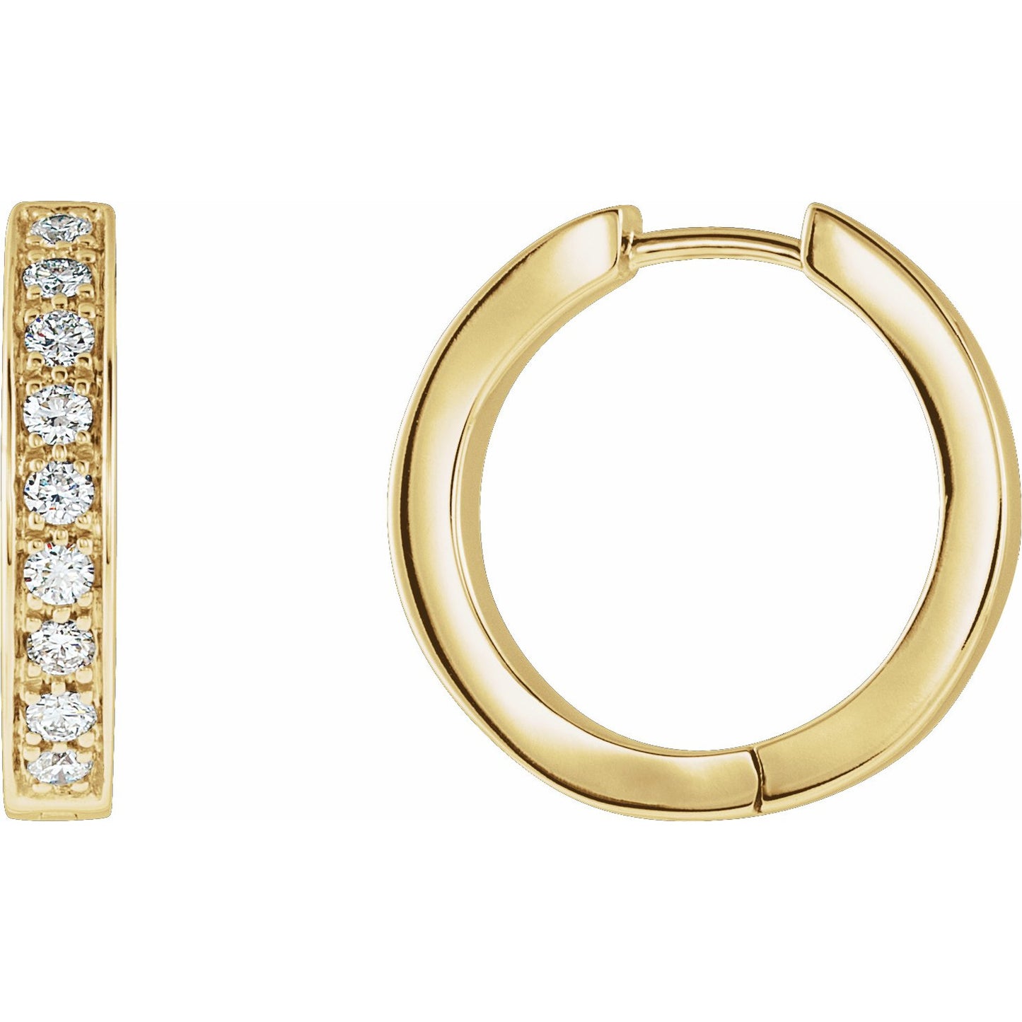 14K Yellow 3/4 CTW Diamond Inside-Outside Hinged 18.5 mm Hoop Earrings