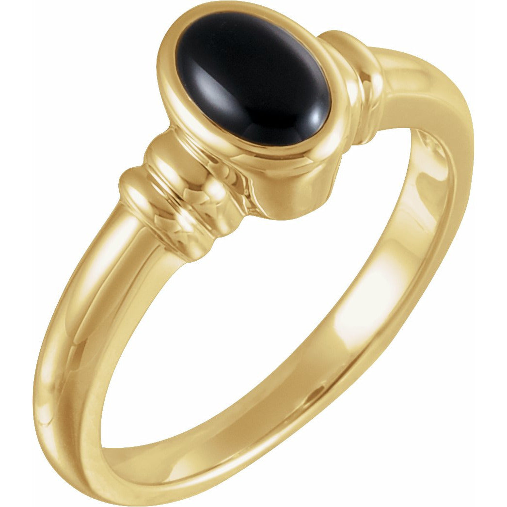 14K Yellow Onyx Bezel-Set Ring