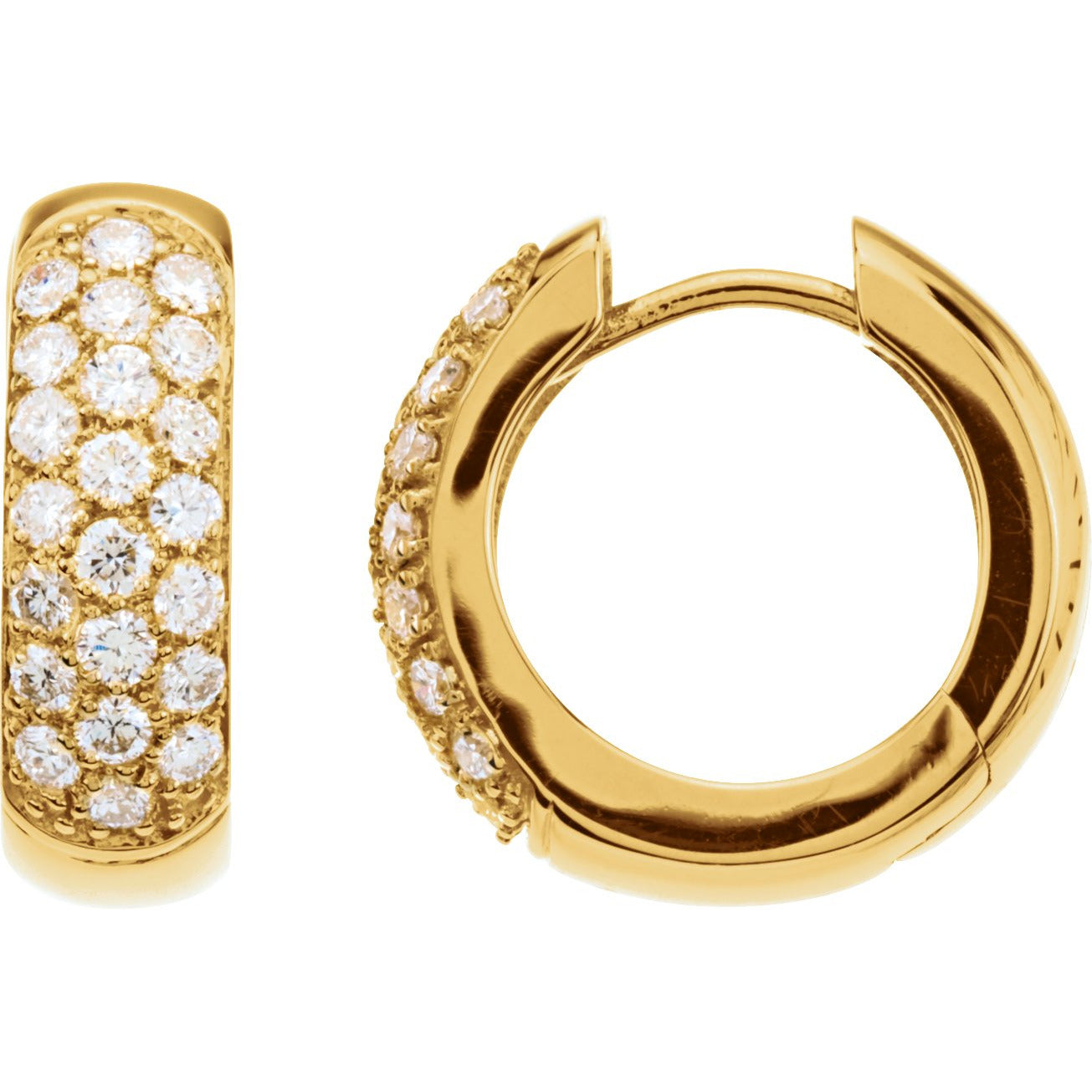 14K Yellow 7/8 CTW Diamond Pavu00e9 Hoop Earrings