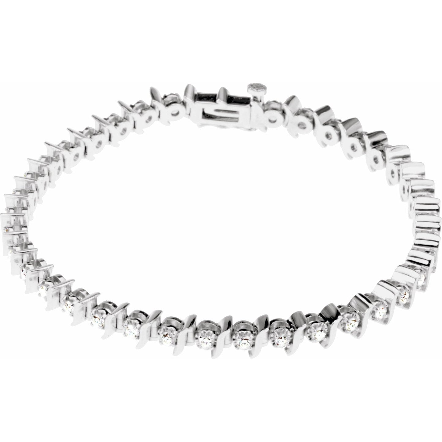 14K White 1 1/2 CTW Diamond Line 7.25 Bracelet