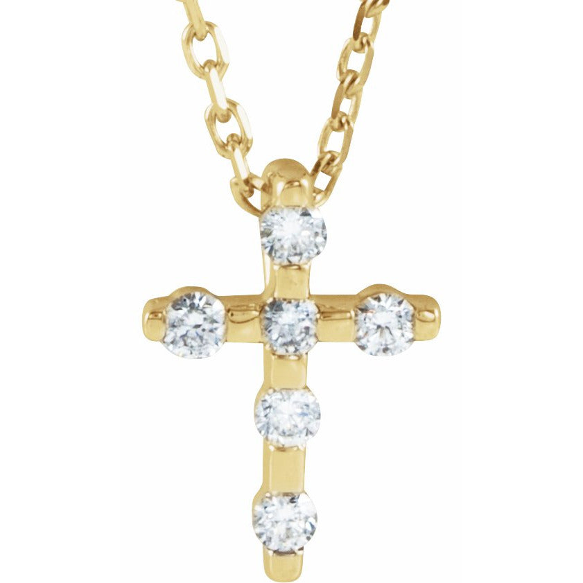 14K Yellow .08 CTW Diamond Cross 16-18 Necklace