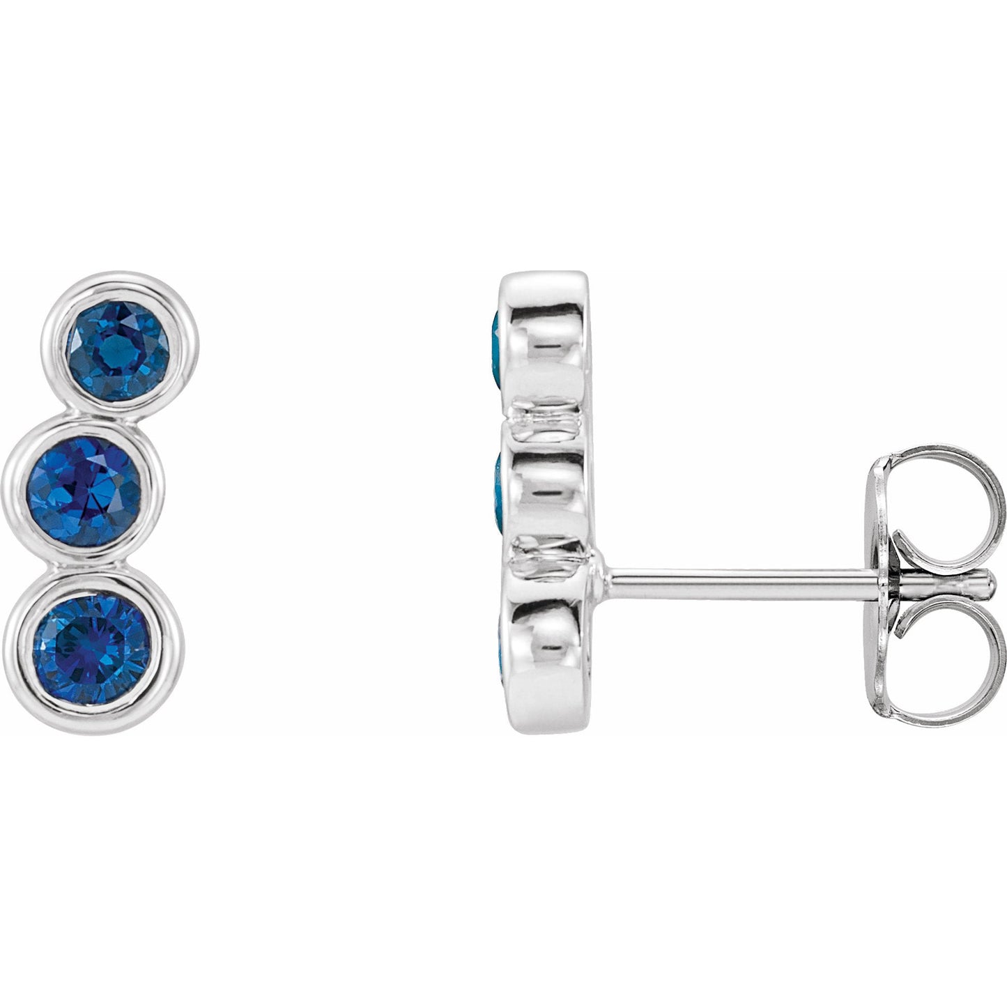 14K White Blue Sapphire Ear Climbers