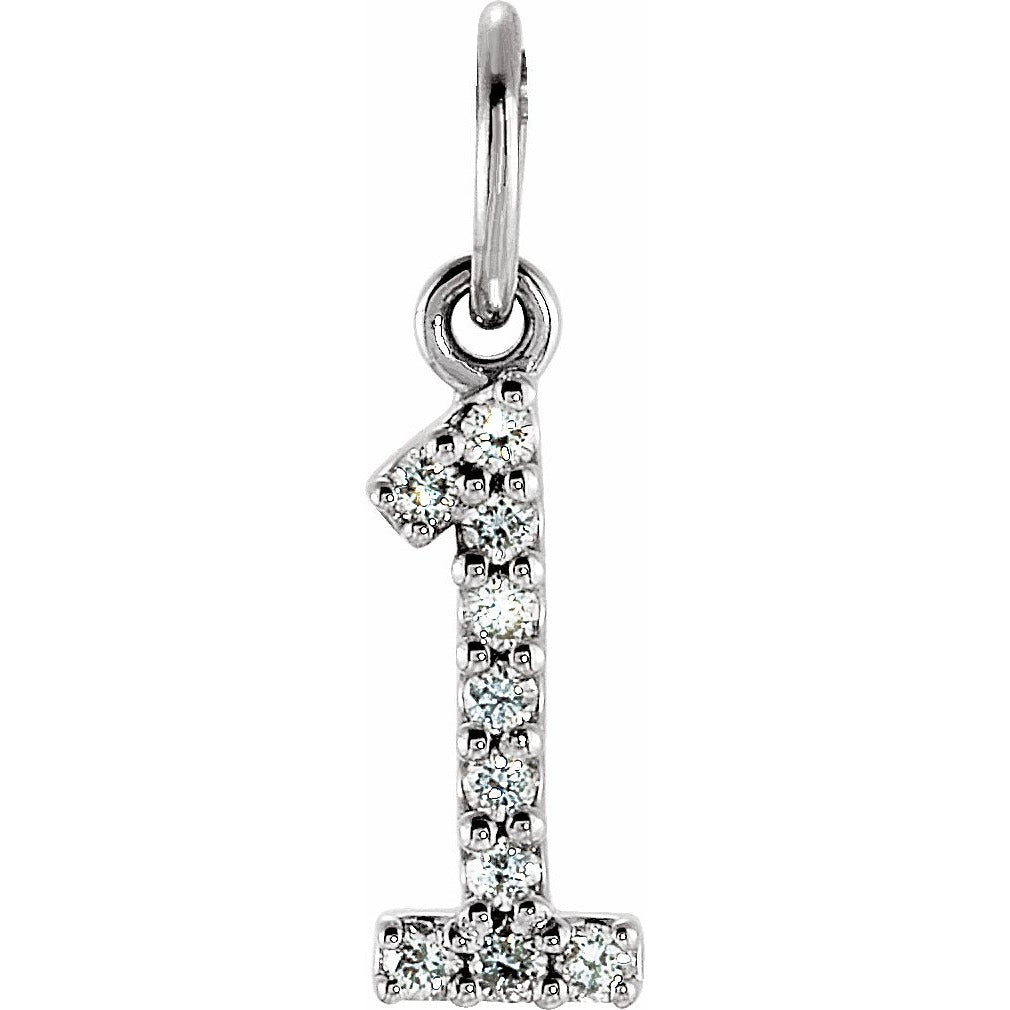 14K White .05 CTW Diamond Numeric Charm or Pendant
