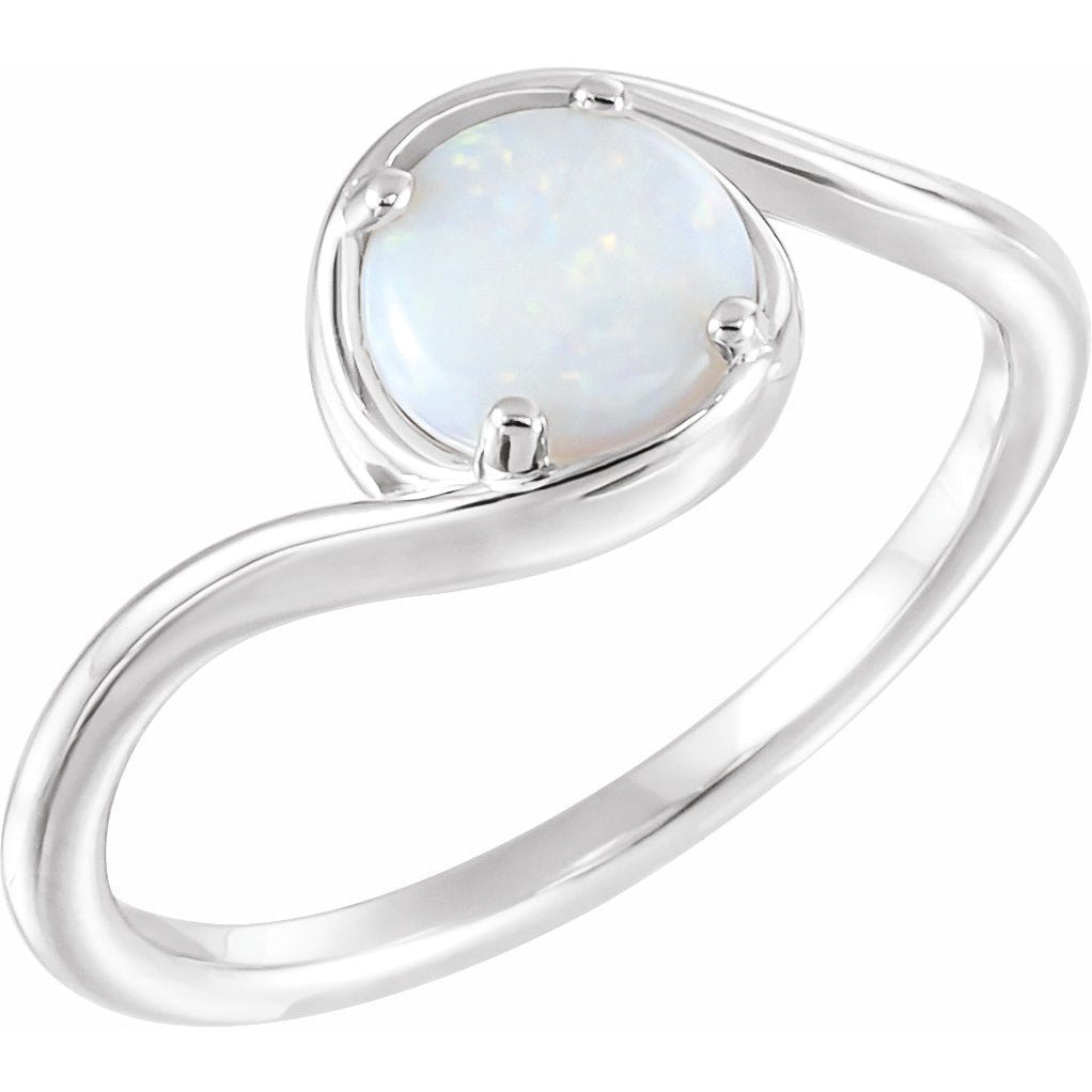 14K White Opal Bypass Ring