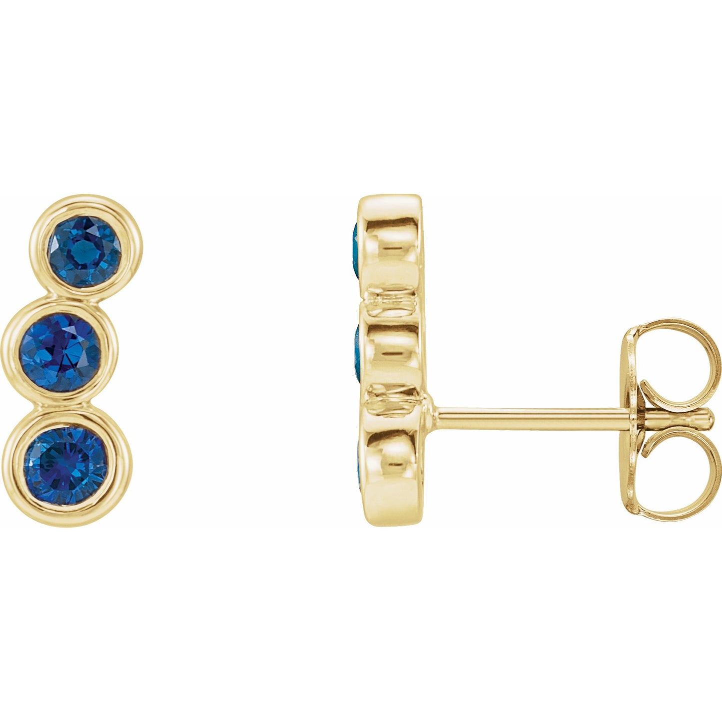 14K Yellow Blue Sapphire Ear Climbers