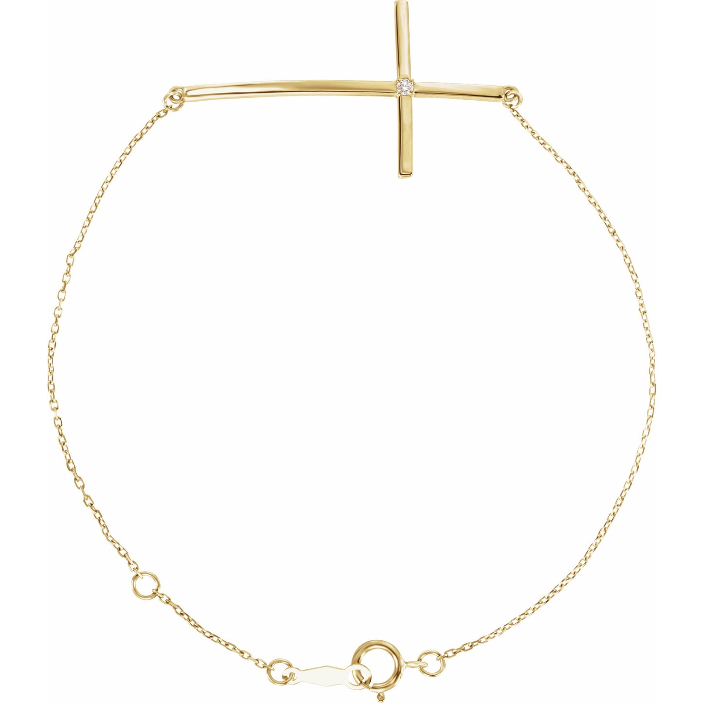 14K Yellow Diamond Sideways Cross Bracelet