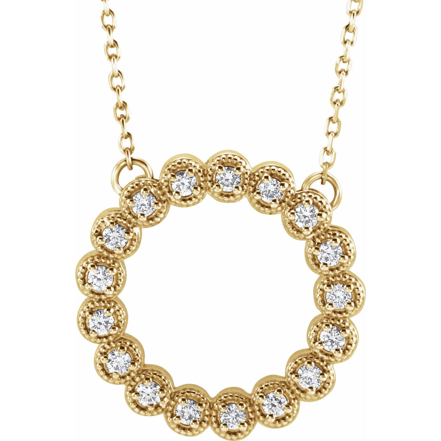 14K Yellow 1/4 CTW Diamond Circle 16-18 Necklace