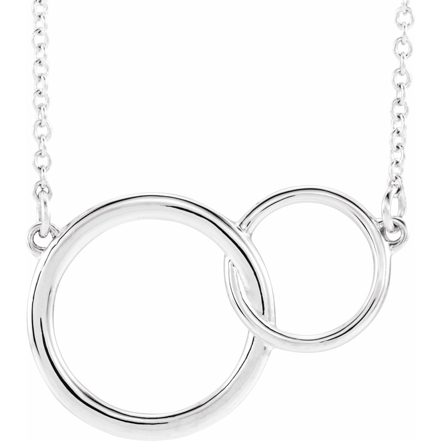 Platinum 20x14 mm Interlocking Circle 16-18 Necklace