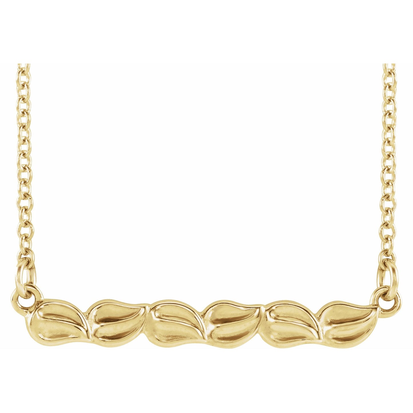 14K Yellow Leaf Bar 16-18 Necklace