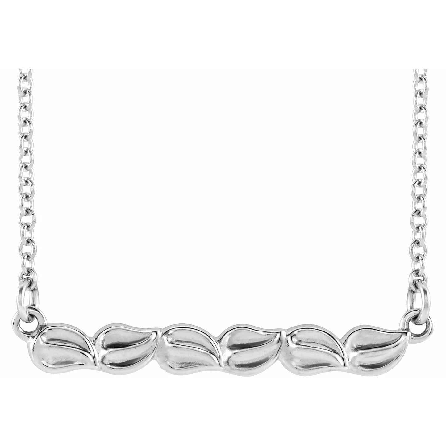 14K White Leaf Bar 16-18 Necklace