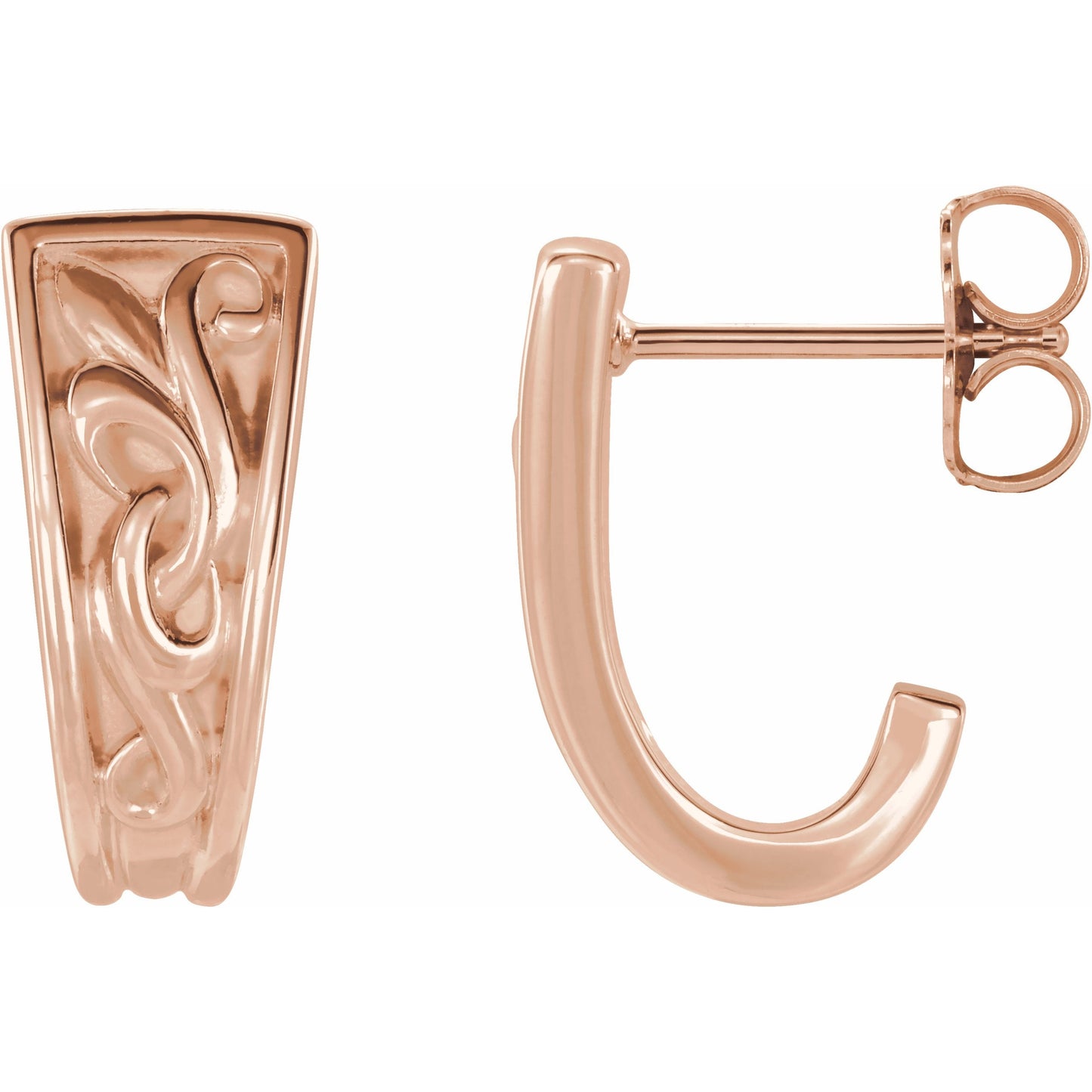 14K Rose Vintage-Inspired J-Hoop Earrings