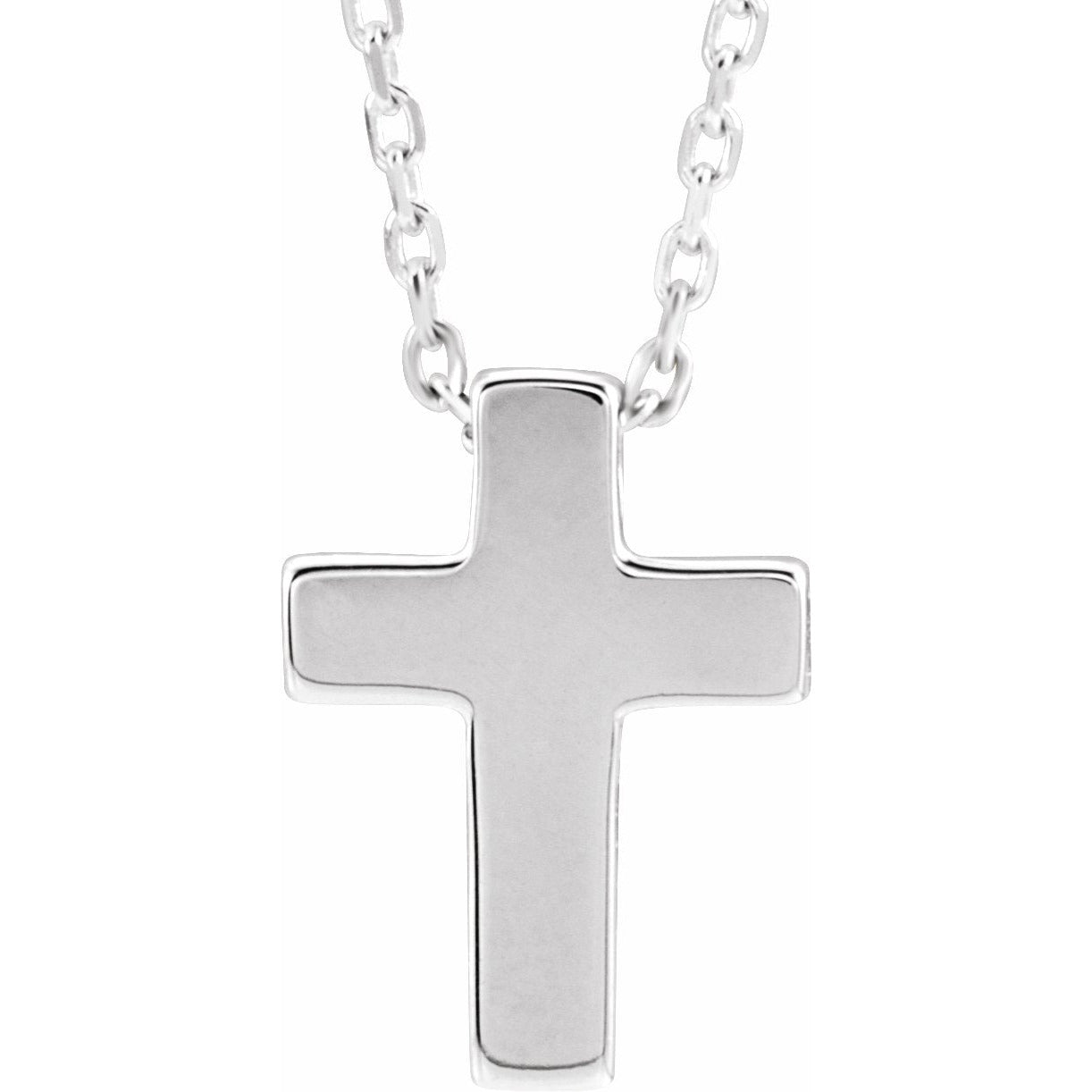 14K White Petite Cross 16-18 Necklace
