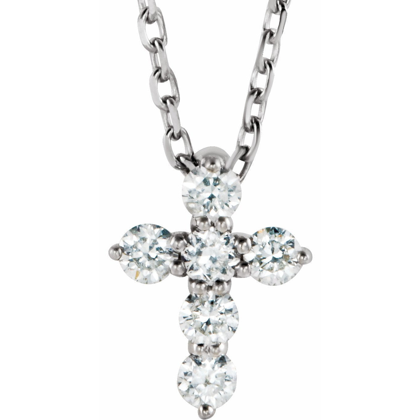 14K White 8.7x6.6 mm 1/6 CTW Diamond Cross 16-18 Necklace