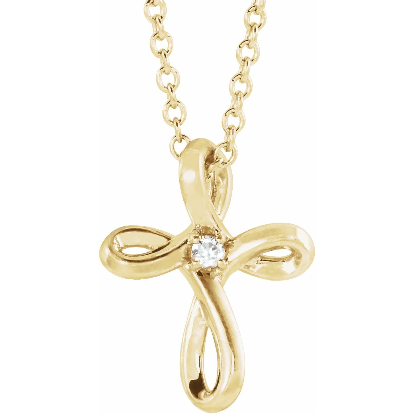 14K Yellow .015 CTW Diamond Cross 16-18 Necklace