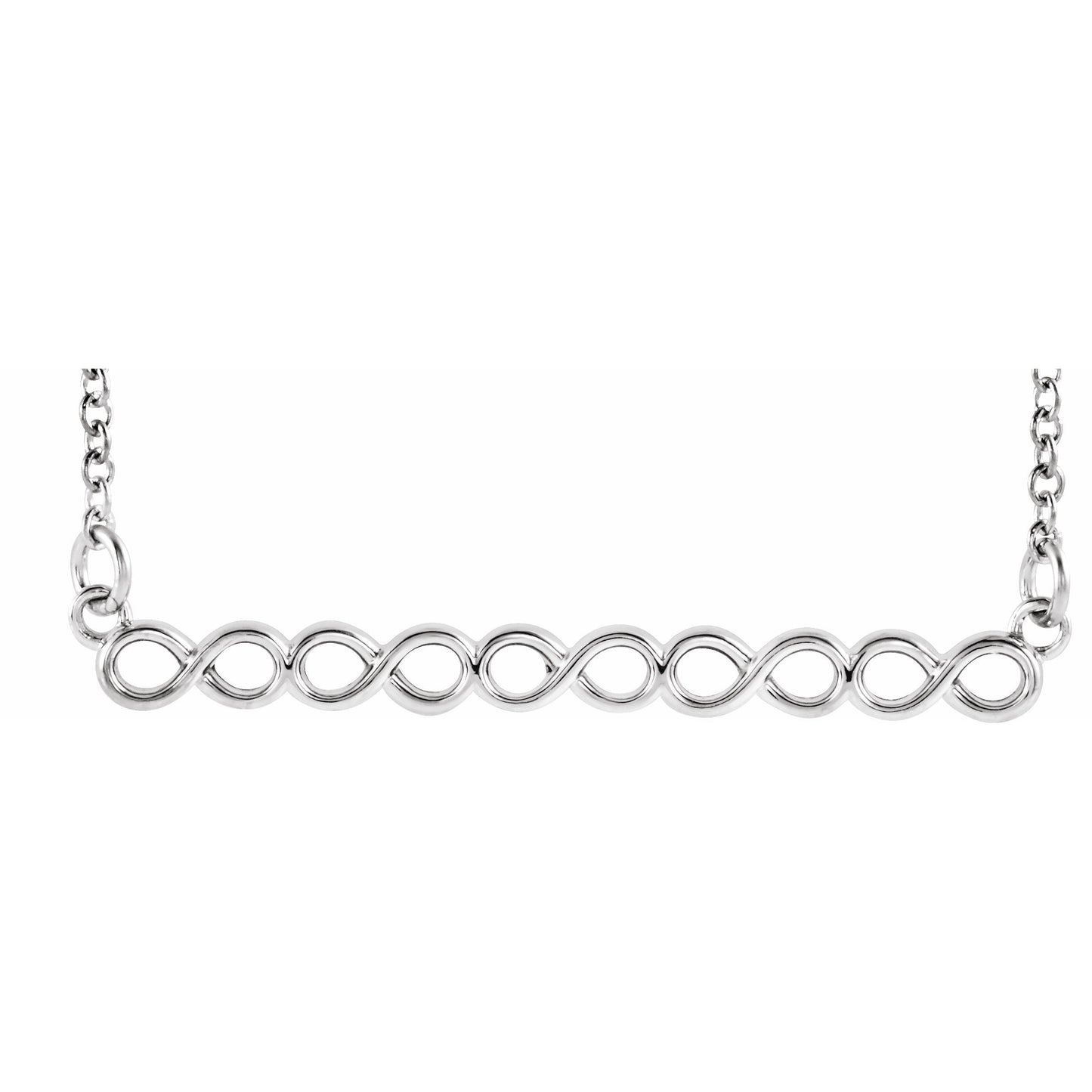 14K White Infinity-Inspired 16-18 Bar Necklace