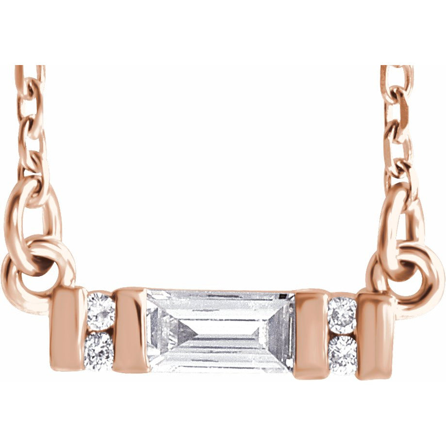 14K Rose 1/10 CTW Diamond Bar 16-18 Necklace