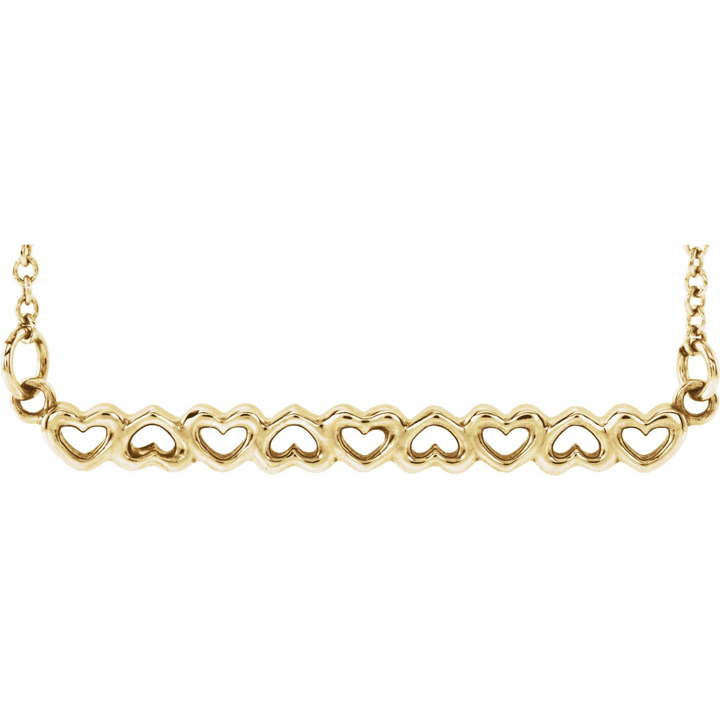 14K Yellow Heart Bar 16-18 Necklace